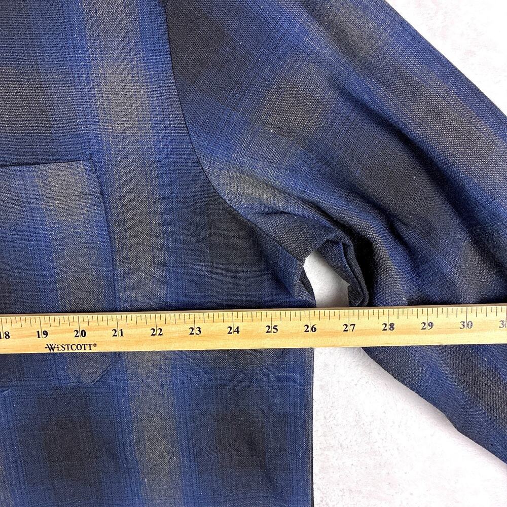 FB County Checker Shirt Men XL Blue Black Shadow Plaid Flannel Hip Hop 90s - Picture 7 of 10